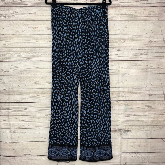 Michael Kors Wide Leg Black Blue Flowy Pants Medium - Picture 5 of 6